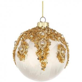 Esfera Navideña IPERBRIKO 12x D80 Blanco-Oro