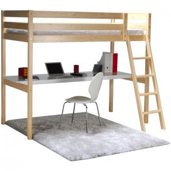 Lit mezzanine et bureau Weber Aspen 199 x 99 x 170 cm – sommier verni nature