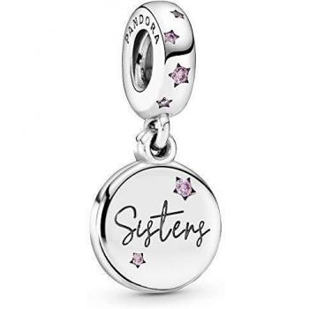 Charm Pandora Hermanas Para Siempre con circonitas cúbicas fucsias y grabados
