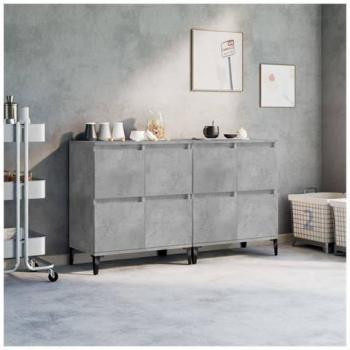 Credenze moderne in legno multistrato, tonalità cemento – 60x35x70 cm (2 pezzi)
