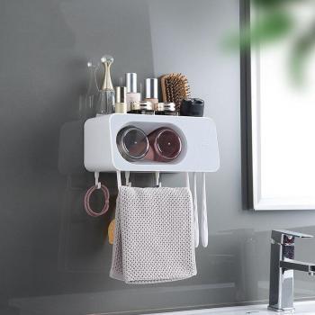Porte-brosse à dents mural avec support pour bain de bouche