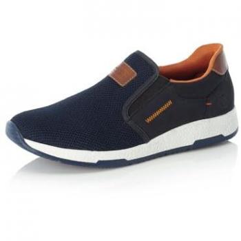 RIEKER Herren Slip-On Sneaker, blau, Gr. 47, Freizeitschuh