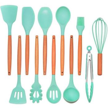Pack Ustensiles Silicones 11 pièces – Turner, Spatule, Cuillère, Pelle, Brosse à Huile