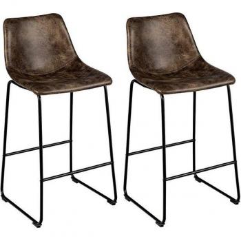 Stilvolle Barhocker mit Lehne und Fußstütze, 2er Set, 75 cm hoch