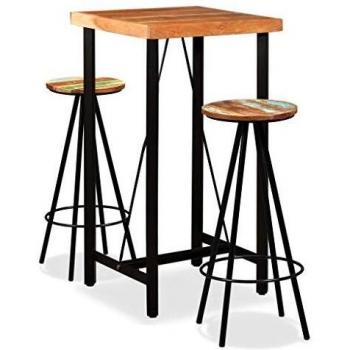 VidaXL Set bar 3 pezzi in legno di acacia e legno rinnovato