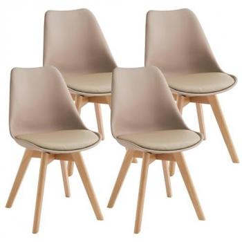 Sedie in similpelle e legno di faggio Tommy Tortora 52x48,5x82 cm (set di quattro)