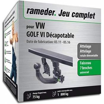 Rameder Attelage rotule démontable + Faisceau 7 Broches VW Golf VI Décapotable