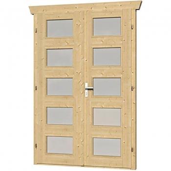 Doppeltür für Gartenhaus mit Milchglas 123,4 x 193 cm