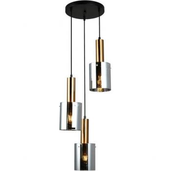 Sardo Suspension Laiton Urbain 3 Lumières, Verre Sfumé – E27 Italux