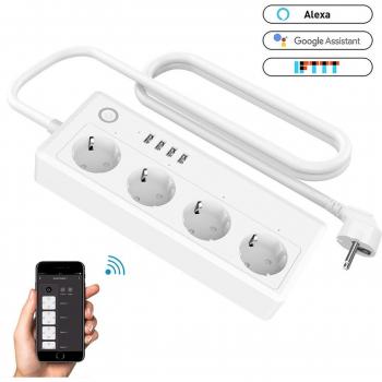 4-Outlet Smart Plug Power Strip with USB Charging, WiFi Control via App and Voice with Alexa and Google Home