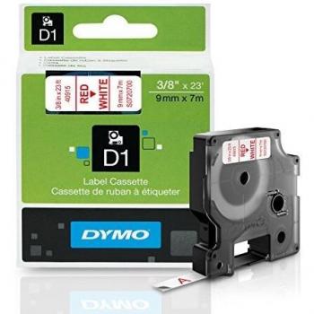 Dymo 100054000 D1 Standard Tape 9mm x 7m Red on White S0720700 ES40915