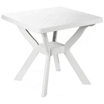 PLASTMECCANICA Tavolo quadrato 77x77 cm in resina bianca da esterno con piedini regolabili