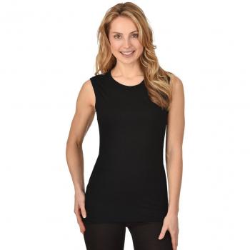 Trigema Damen Merinowolle Trägershirt – Unterhemd, Schwarz, US 13, Gr. XXXL