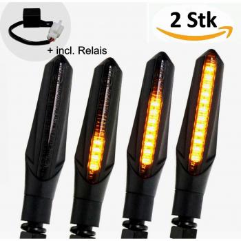 LED Motorrad Laufeffekt Blinker Blade mit Relais schwarz getönt Quad ATV Roller