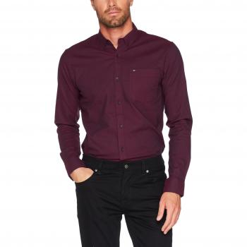 Hilfiger Denim Men's Red Windsor Wine Casual Shirt, Size Large
