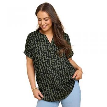 Yours – Plus Size Oberteil in Khaki mit kreativem Punktmuster