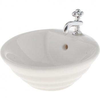 Miniature White Wash Basin Sink for 1/12 Dollhouse
