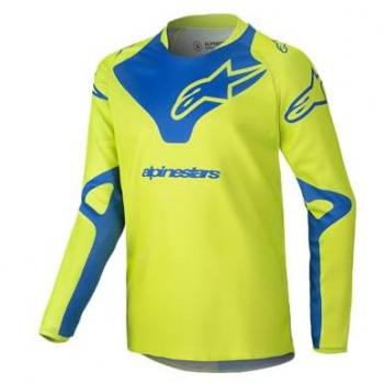 Maillot de motocross Alpinestars Racer Veil pour enfants Jaune Fluo-Bleu