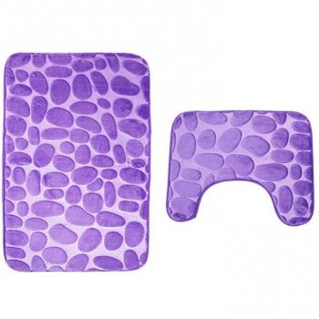 Douceur Bain Antidérapante – Tapis 2 pièces avec Fond en Pierre