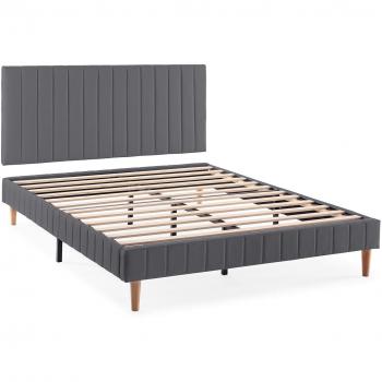 HOMN Ensemble Sommier et Tête de Lit 140x190 cm Gris Foncé