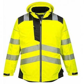 Hochsichtbare Regenjacke mit Kapuze