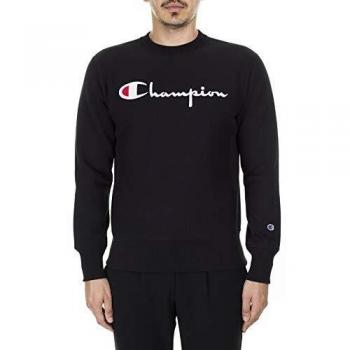 Felpa Uomo con Girocollo Reverse Weave Logo Gigante Nero
