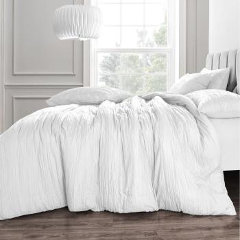 White Velvet Crinkle Pleat King Duvet Collection