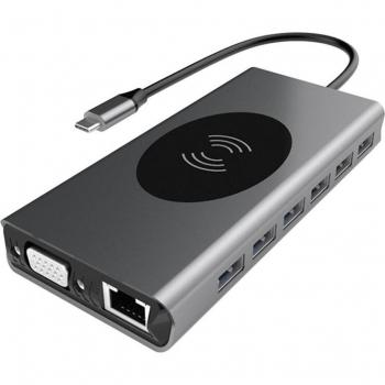 Draadloze Lading USB-C Hub, 15-in-1 Docking Station