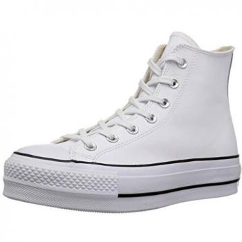 Zapatillas converse altas plataforma piel blanco de mujer