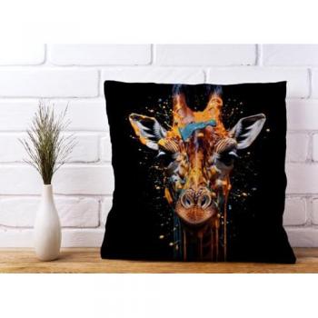 Orange Giraffe Face Splashart Cushion