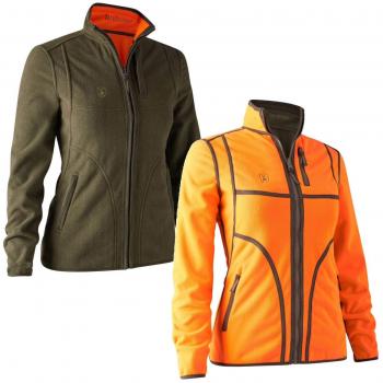Wendbare Deerhunter Lady Pam Fleece‑Jacke – Orange/Grün