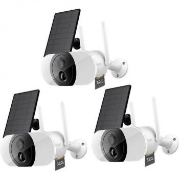 IeGeek Überwachungsset: 3 RGB‑Lichtkameras mit Flutlicht & WLAN‑Antenne