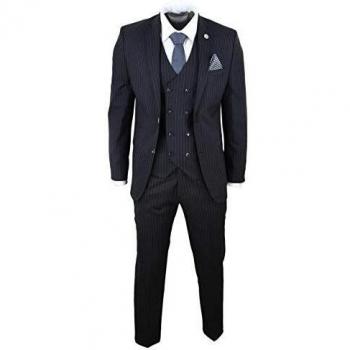 Men's Tailored Fit 1920s Gangster Suit in Black