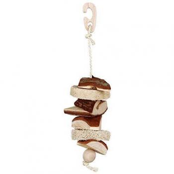 Jouet à clochette et luffa pour grandes perruches 33 cm