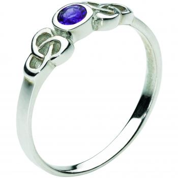Heritage Celtic Sterling Ring with Amethyst Accent