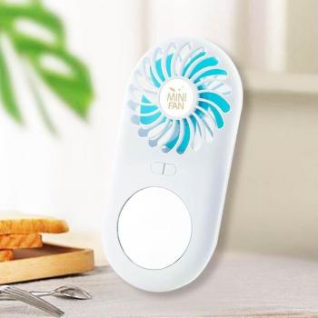 Mini ventilador recargable con soporte para espejo
