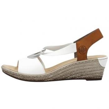 Sandalette RIEKER Alula en Cuir Blanc avec Talon Compensé