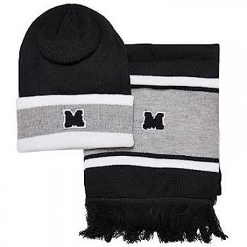 Cappello e Scarf Urban Classics College Team Unisex Nero / Grigio Melange / Bianco