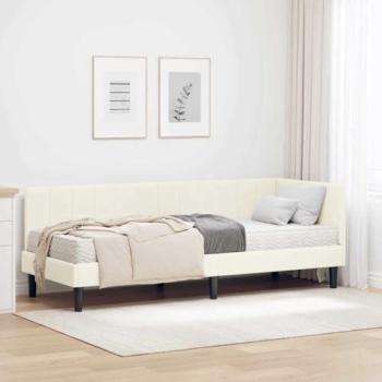 Lit d'Angle Crème 80 x 200 cm avec Matelas