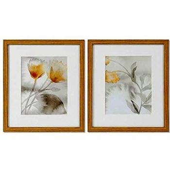 DKD Home Decor Kunstwerk Gezeichnetes Blatt 33 x 3 x 38 cm Traditionelles Pflanzenblatt
