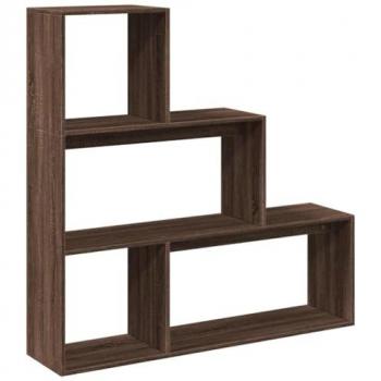 Room Divider Bookcase 3-Tier Brown Oak 123x29x123 cm Engineered Wood