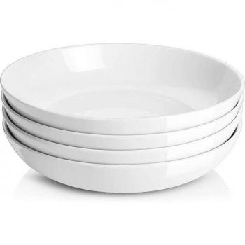 Set von 4 weißen Speisetellern für Pasta von Dowan