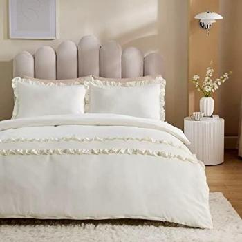 White Whisper Duo – Bedsure Cream Ruffle Duvet Cover Set