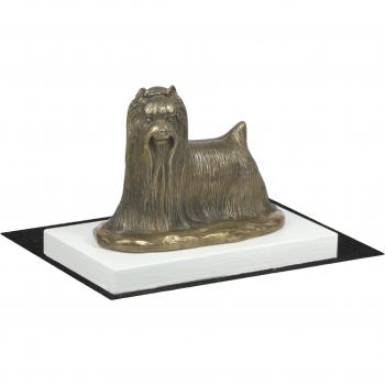 Figurine Yorkie – Trophée d'exposition canine Art-Dog, fond blanc