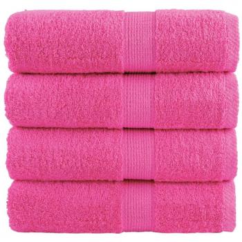 VidaXL Serviettes d'invité de Qualité Supérieure 4 pcs, Draps de Bain, Essuie-mains, Serviette de Visage Salle de Bain, Rose 137519