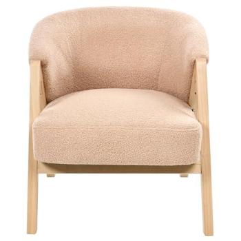 Fauteuil SKEI en Bois d'Hévéa et Tissu Bouclé