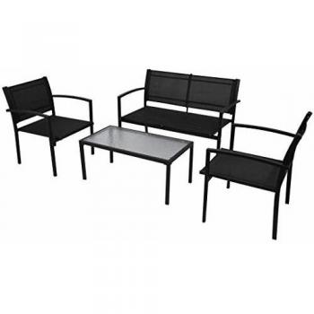 VidaXL Set da Pranzo da Giardino 4 pz in Textilene Nero