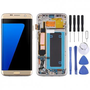 Panel OLED con digitalizador para Samsung S7 Edge: pantalla completa y marco dorado