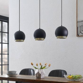 3-Bulb Hanging Light Sivaniel from Lucande (Black, dimmable)
