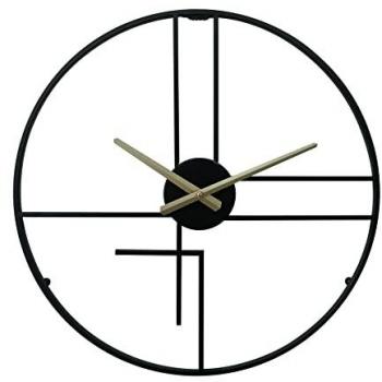 Reloj de Pared Metal Negro y Amarillo